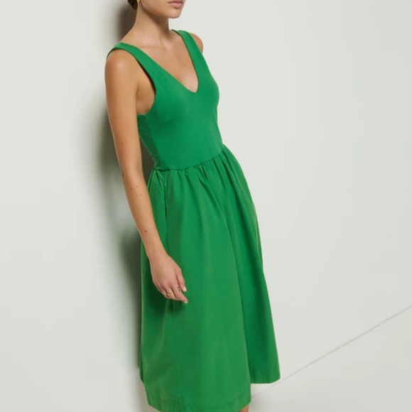 Nation LTD XS Daria Tank Green Lawn Sleeveless Dress Pima Cotton Quiet Luxury - Picture 4 of 10